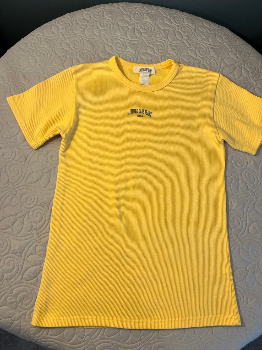 The Limited Kids Yellow Ribbed Tee with Tiny Chest Logo
